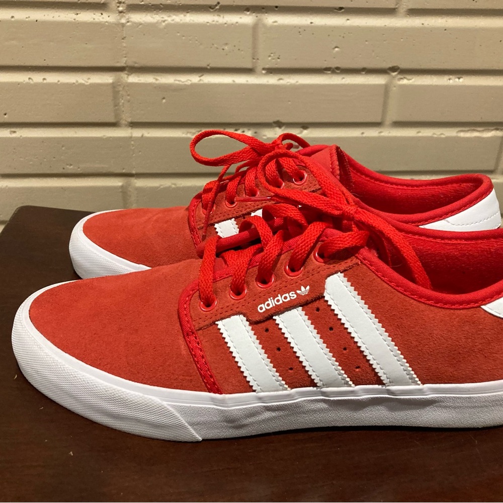 Adidas Red and White Sneakers